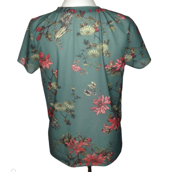 Hinge Nordstrom Forest Floral Sheer Tee S NWOT beautiful color - Picture 3 of 5